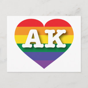 I Love Alaska Rainbow Heart Postcard