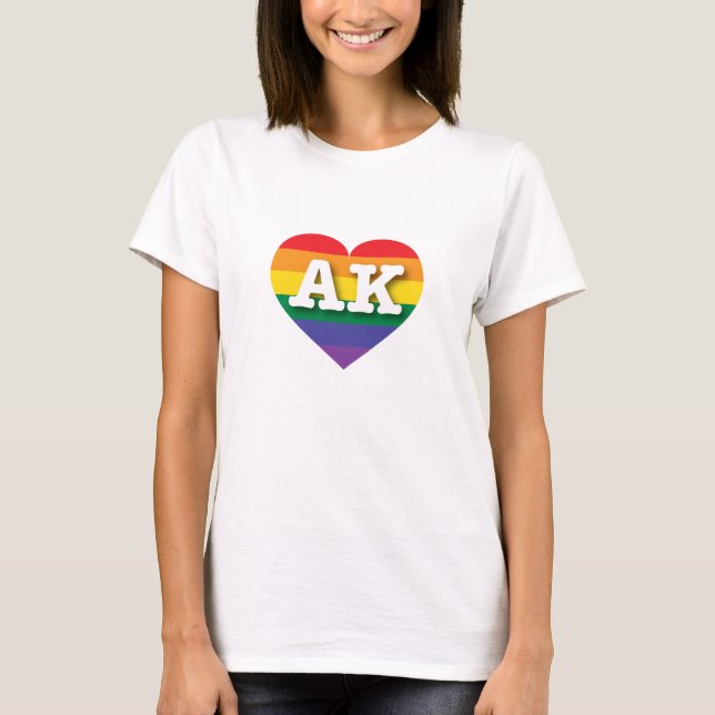 I Love Alaska Rainbow Heart T-Shirt (Front)