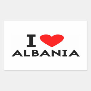 i love Albania country nation heart symbol text Rectangular Sticker