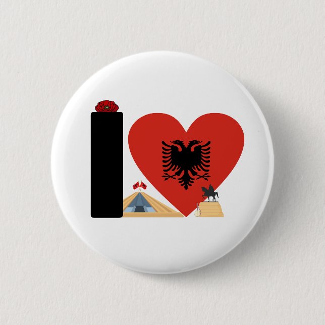 I LOVE ALBANIA - For real Albanians! 6 Cm Round Badge (Front)