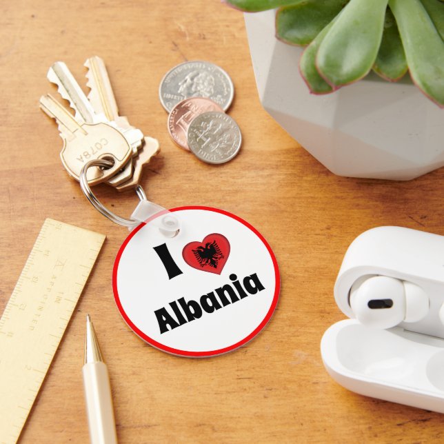 I love Albania & Heart - country, travel / sports Key Ring (Desk)