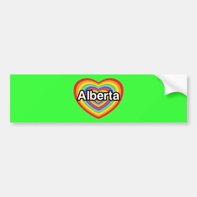 I love Alberta, rainbow heart Bumper Sticker (Front)