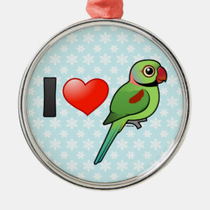 I Love Alexandrine Parakeets Metal Tree Decoration