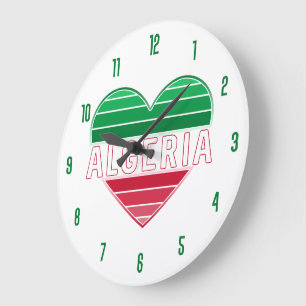 I Love Algeria, Algerian Heart  Large Clock