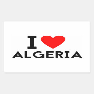 i love Algeria country nation heart symbol text Rectangular Sticker