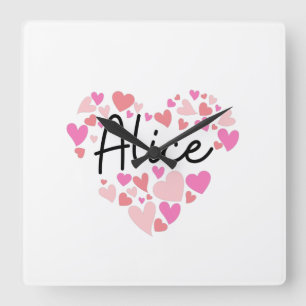 I love Alice Square Wall Clock