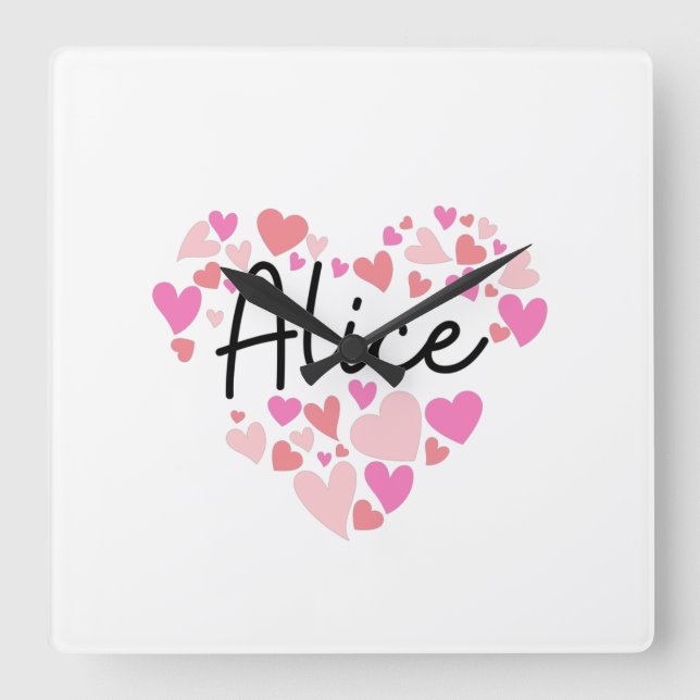 I love Alice Square Wall Clock (Front)