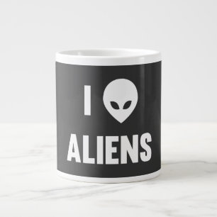 I Love Aliens Large Coffee Mug