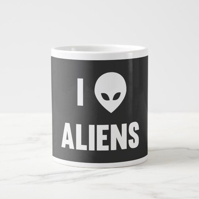 I Love Aliens Large Coffee Mug (Front)