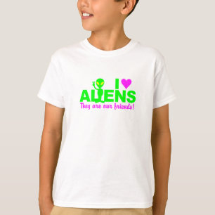 I Love Aliens shirt - choose style & colour