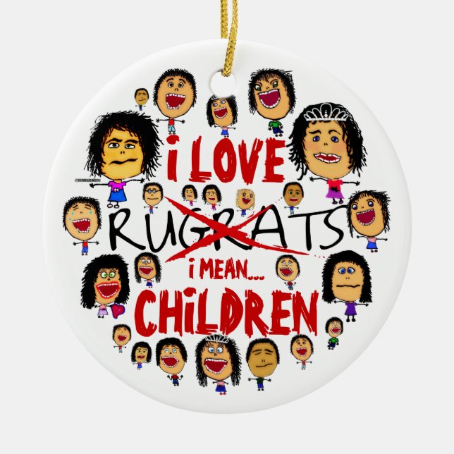I Love All Children Cartoon Ceramic Tree Decoration (Front)