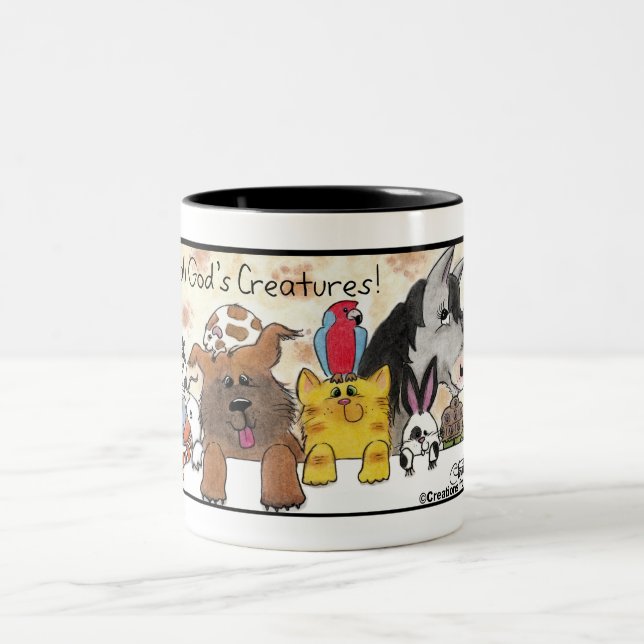 I Love All God's Creatures! Two-Tone Coffee Mug (Center)