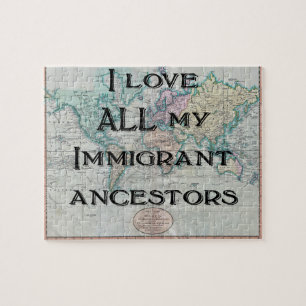 I love All My Immigrant Ancestors Custom Puzzle