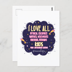 I Love All Mythical Creatures, Vampires, Werewolf Postcard