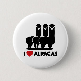 I Love Alpacas 6 Cm Round Badge