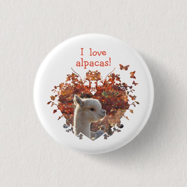 I Love Alpacas Button (Front)
