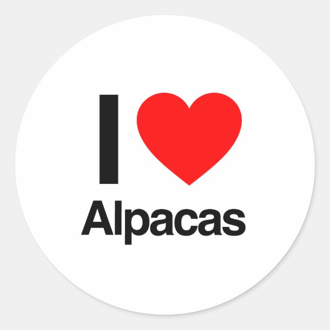 i love alpacas classic round sticker (Front)