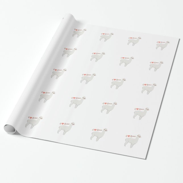 I Love Alpacas Wrapping Paper (Unrolled)