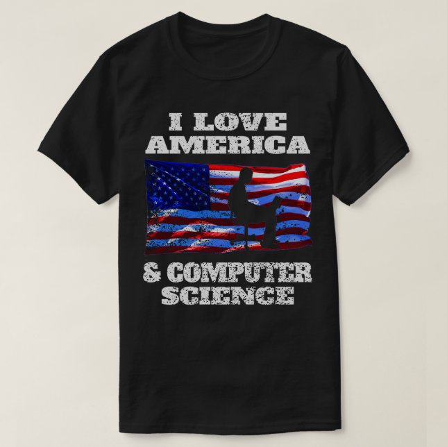 I Love America And Computer Science Classic TShirt (Design Front)