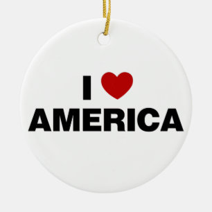I Love America Ceramic Ornament