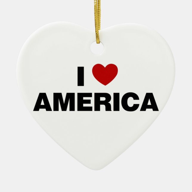 I Love America Ceramic Ornament (Front)