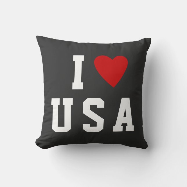 I love AMERICA | Heart custom text USA Cushion (Front)