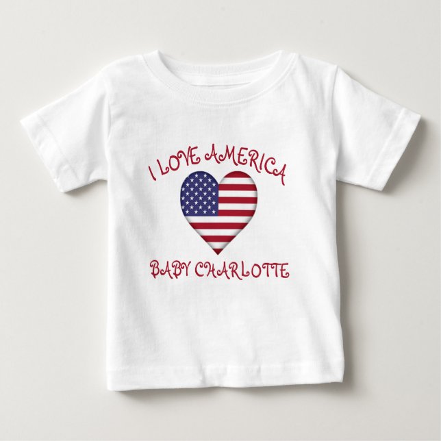 I Love America Heart Flag For Baby  T-Shirt (Front)