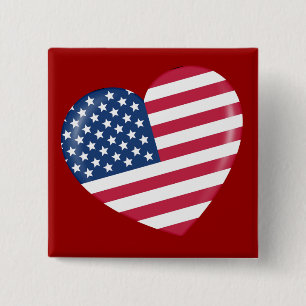 I Love America - Heart of Patriotic American 15 Cm Square Badge