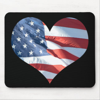 I Love America - Heart Shaped American Flag Mouse Pad