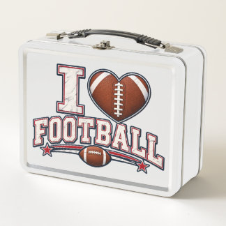 I Love American Football School & Fan Design Metal Lunch Box