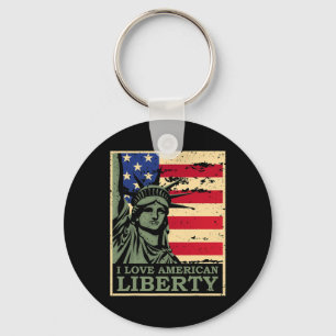 I Love American Liberty 4th Of July Independence D Key Ring