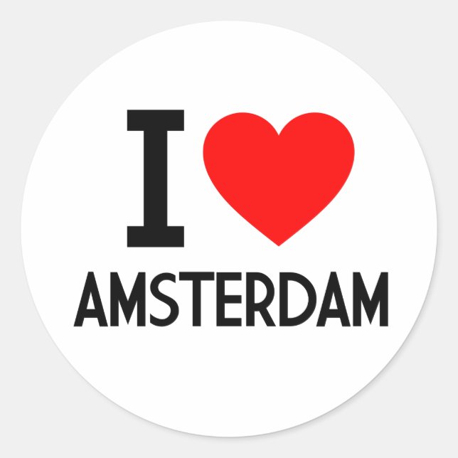 I Love Amsterdam Classic Round Sticker (Front)