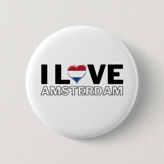 I LOVE AMSTERDAM - For real Amsterdammers! 6 Cm Round Badge