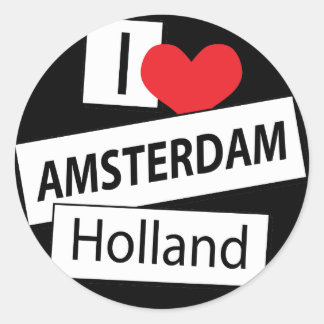 I Love Amsterdam Holland Classic Round Sticker