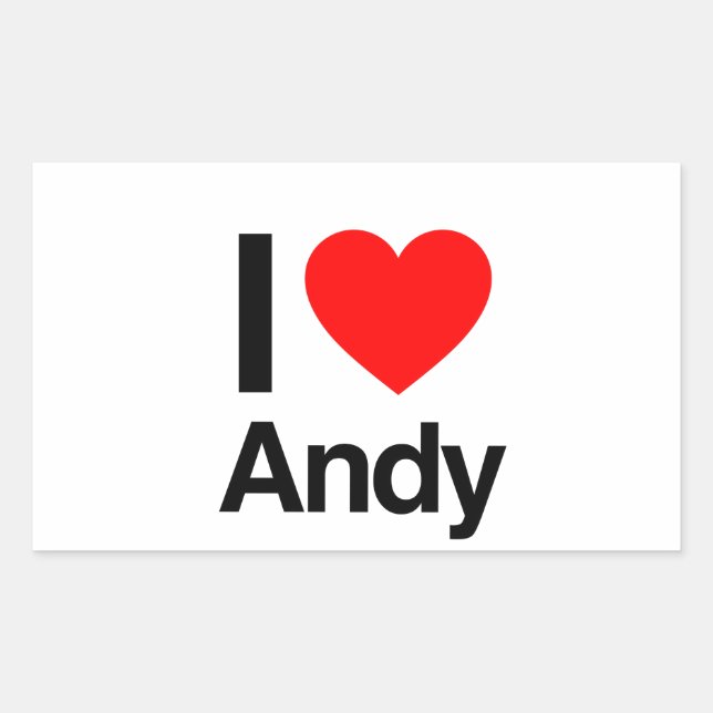 i love andy rectangular sticker (Front)