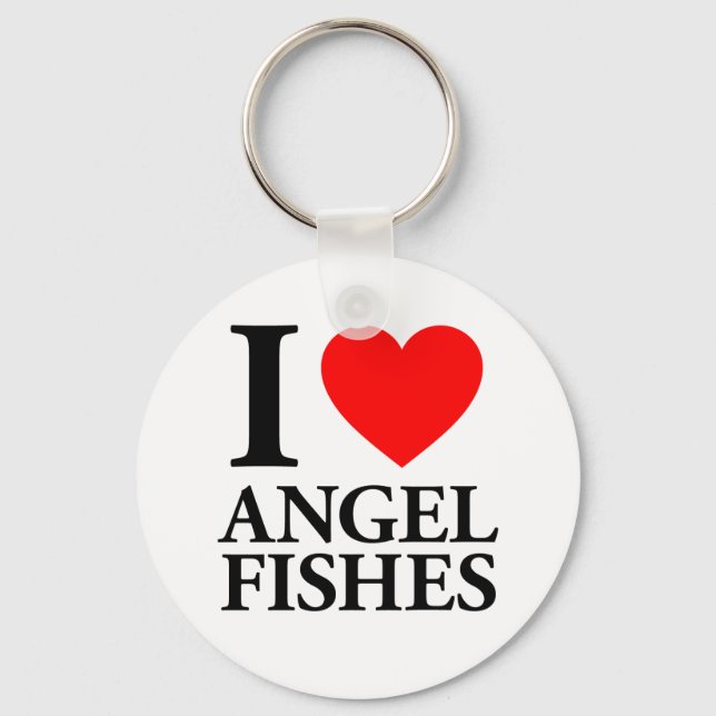 I Love Angel Fishes Key Ring (Front)
