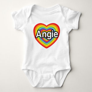 I love Angie, rainbow heart Baby Bodysuit