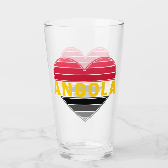 I Love Angola, Angolan Heart  Glass (Front)