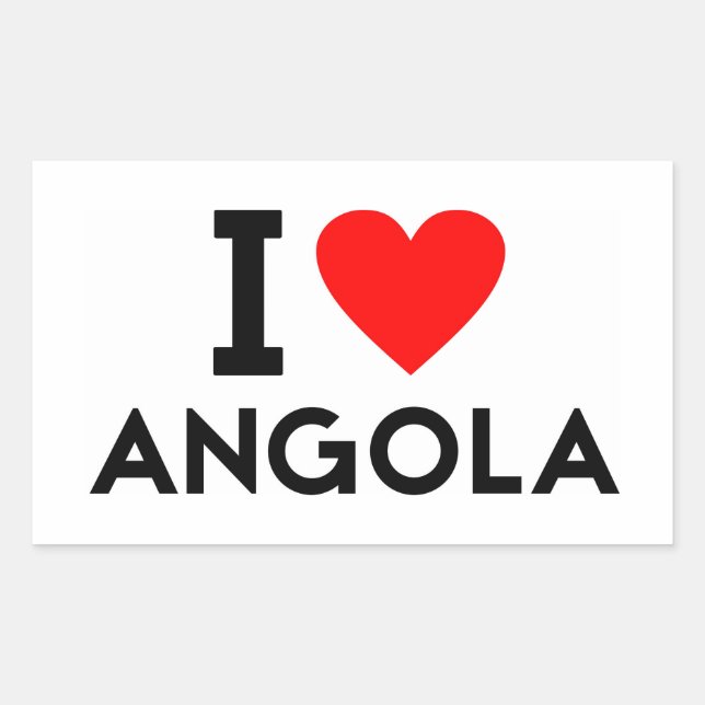 i love Angola country nation heart symbol text Rectangular Sticker (Front)