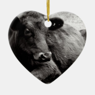 I love Angus Beef Cow Ceramic Tree Decoration