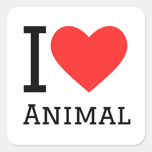 I love animal square sticker (Front)