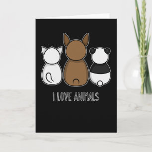 I love animals Cat dog panda animal rescue welfare Card