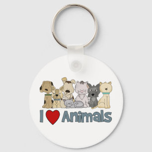 I Love Animals Key Ring
