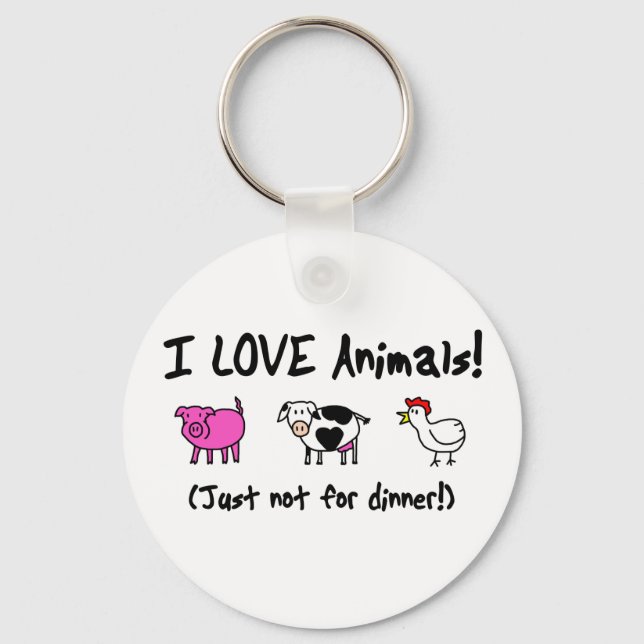 I Love Animals Vegetarian Key Ring (Front)