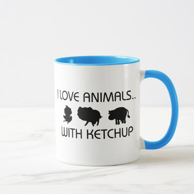 I Love Animals With Ketchup Mug (Right)