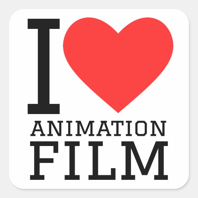 I love animation film  square sticker (Front)