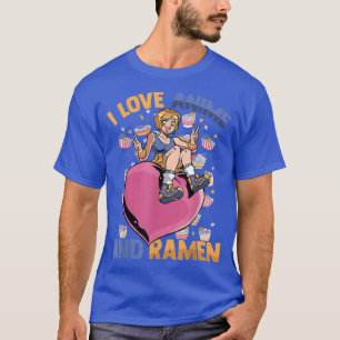 I Love Anime And Ramen - Cute Kawaii Heart Girl - T-Shirt