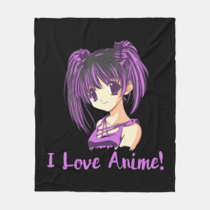 I Love Anime! Anime Girl otaku Manga  Fleece Blanket