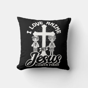 I Love Anime But Jesus Comes First Anime Lover Man Cushion