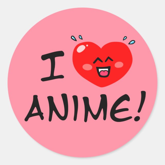 I Love Anime Classic Round Sticker (Front)